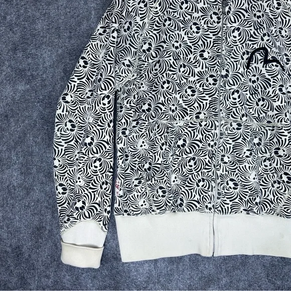 RARE Evisu Y2K 90’s Skulls Skeletons Zip Up Skater Hoodie Men’s Size 2XL